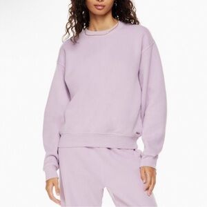 Aritzia TNA Cozy Fleece Perfect Crew Sweatshirt in Lilac XXS